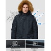 WenVen Men’s Winter Coat Warm Parka Jacket with Faux Fur Removable Hood(Navy)