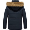 WenVen Men’s Winter Coat Warm Parka Jacket with Faux Fur Removable Hood(Navy)