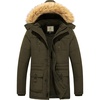 WenVen Men’s Winter Coat Warm Parka Jacket with Faux Fur Removable Hood(Army Green)