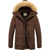 WenVen Men’s Winter Coat Warm Parka Jacket with Faux Fur Removable Hood(Coffee)