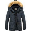 WenVen Men’s Winter Coat Warm Parka Jacket with Faux Fur Removable Hood(Grey)