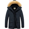 WenVen Men’s Winter Coat Warm Parka Jacket with Faux Fur Removable Hood(Navy)