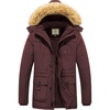 WenVen Men’s Winter Coat Warm Parka Jacket with Faux Fur Removable Hood(Red)