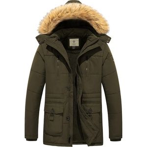WenVen Men’s Winter Coat Warm Parka Jacket with Faux Fur Removable Hood(Army Green)