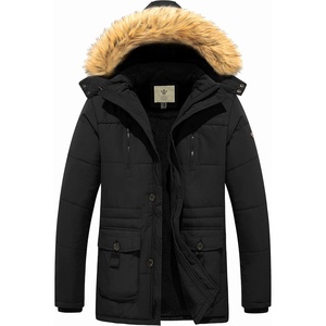 WenVen Men’s Winter Coat Warm Parka Jacket with Faux Fur Removable Hood(Black)