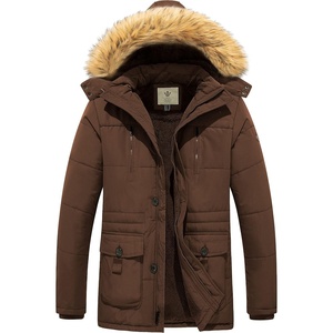 WenVen Men’s Winter Coat Warm Parka Jacket with Faux Fur Removable Hood(Coffee)