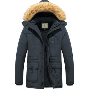 WenVen Men’s Winter Coat Warm Parka Jacket with Faux Fur Removable Hood(Grey)