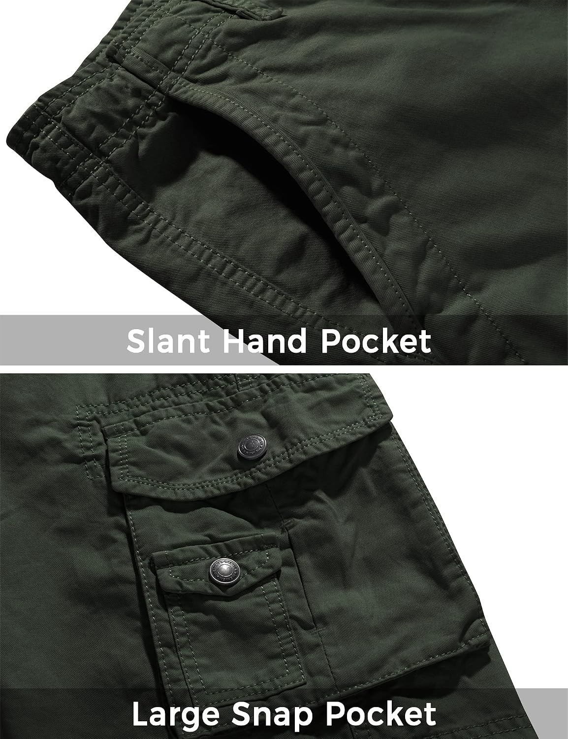 image:imageWenVen Mens Cotton Twill Cargo Shorts Classic Relaxed Fit Reg and Big amp Tall SizesArmy Green
