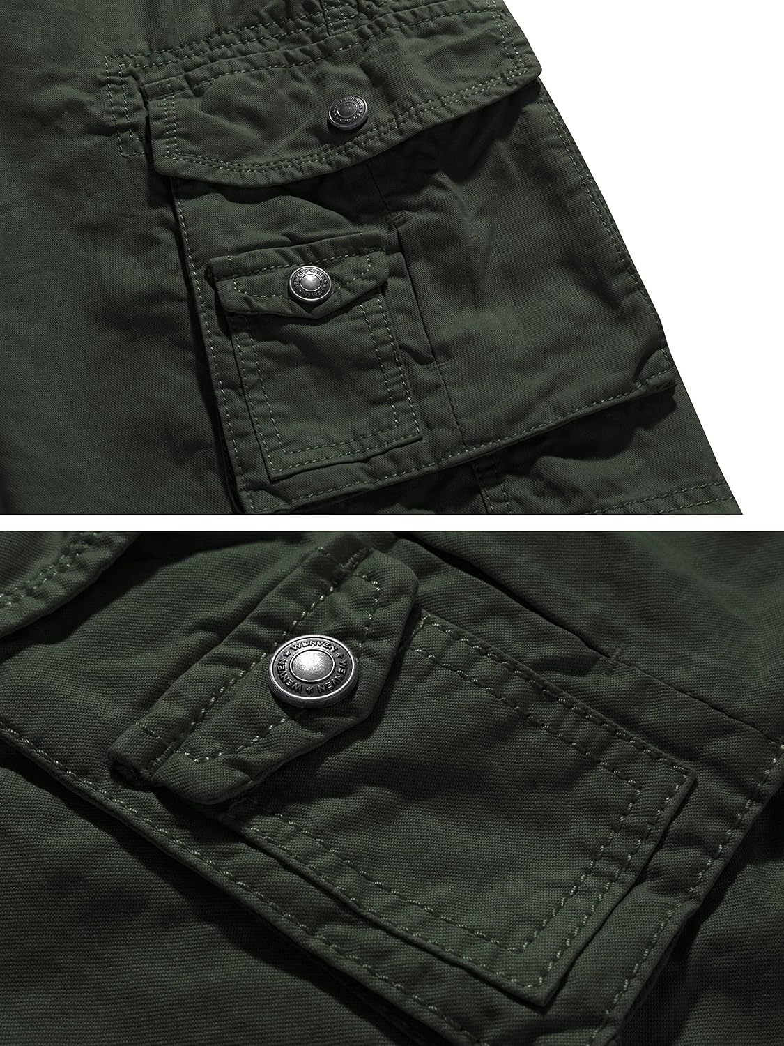 image:imageWenVen Mens Cotton Twill Cargo Shorts Classic Relaxed Fit Reg and Big amp Tall SizesArmy Green