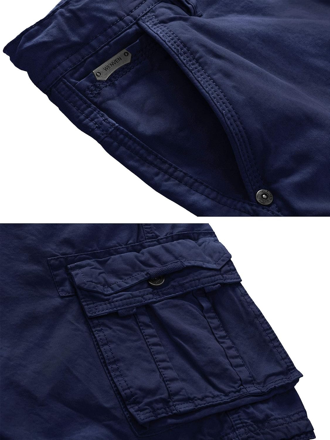 image:imageWenVen Mens Cotton Twill Cargo Shorts Classic Relaxed Fit Reg and Big amp Tall SizesBlue