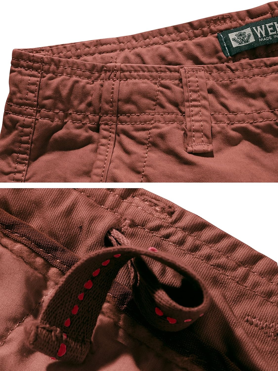 image:imageWenVen Mens Cotton Twill Cargo Shorts Classic Relaxed Fit Reg and Big amp Tall SizesBrick Red