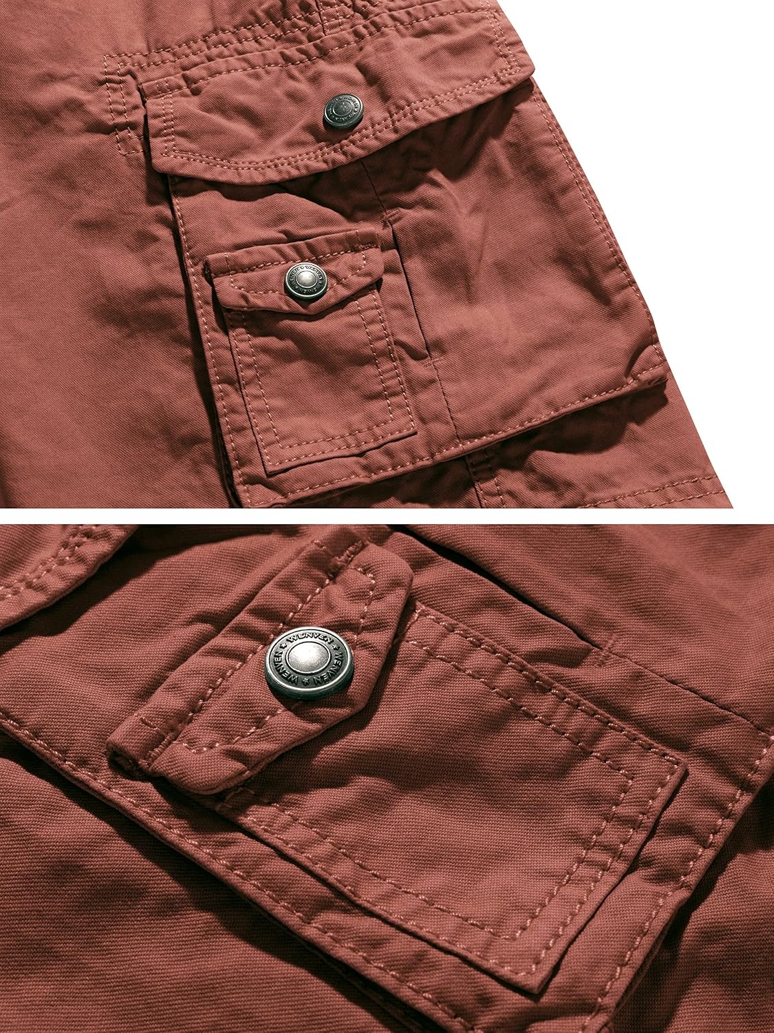 image:imageWenVen Mens Cotton Twill Cargo Shorts Classic Relaxed Fit Reg and Big amp Tall SizesBrick Red