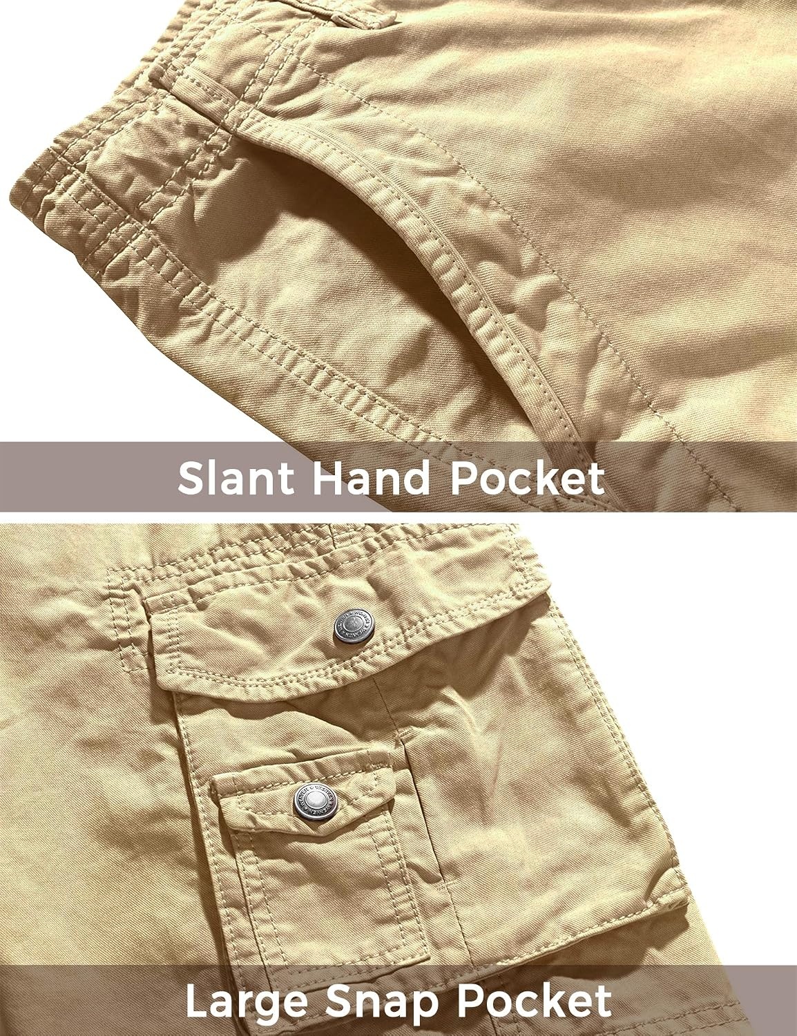 image:imageWenVen Mens Cotton Twill Cargo Shorts Classic Relaxed Fit Reg and Big amp Tall SizesKhaki