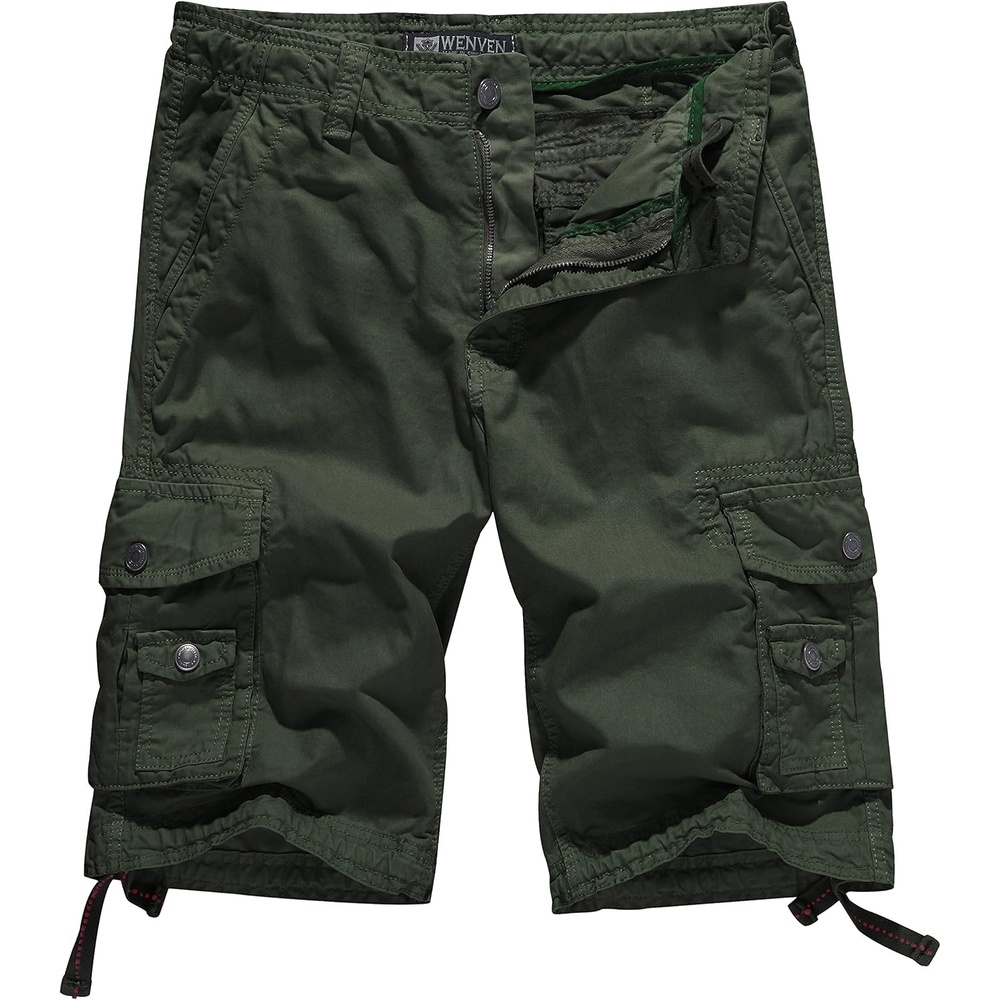 image:imageWenVen Mens Cotton Twill Cargo Shorts Classic Relaxed Fit Reg and Big amp Tall SizesArmy Green