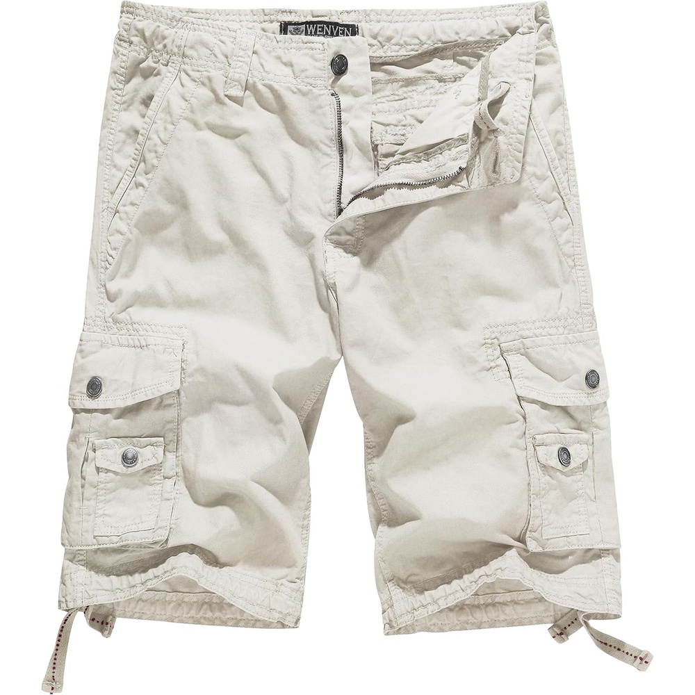 image:imageWenVen Mens Cotton Twill Cargo Shorts Classic Relaxed Fit Reg and Big amp Tall SizesBeige