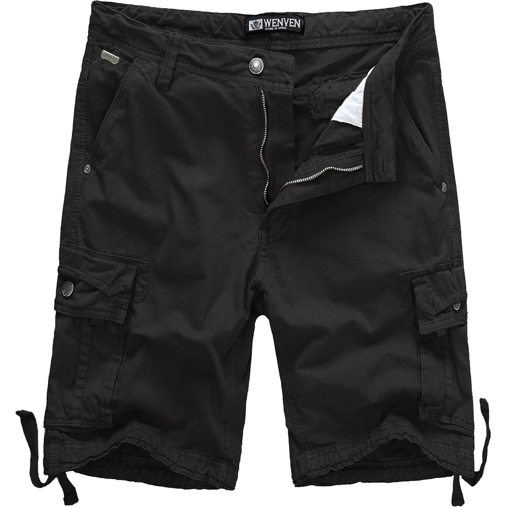 image:imageWenVen Mens Cotton Twill Cargo Shorts Classic Relaxed Fit Reg and Big amp Tall SizesBlack