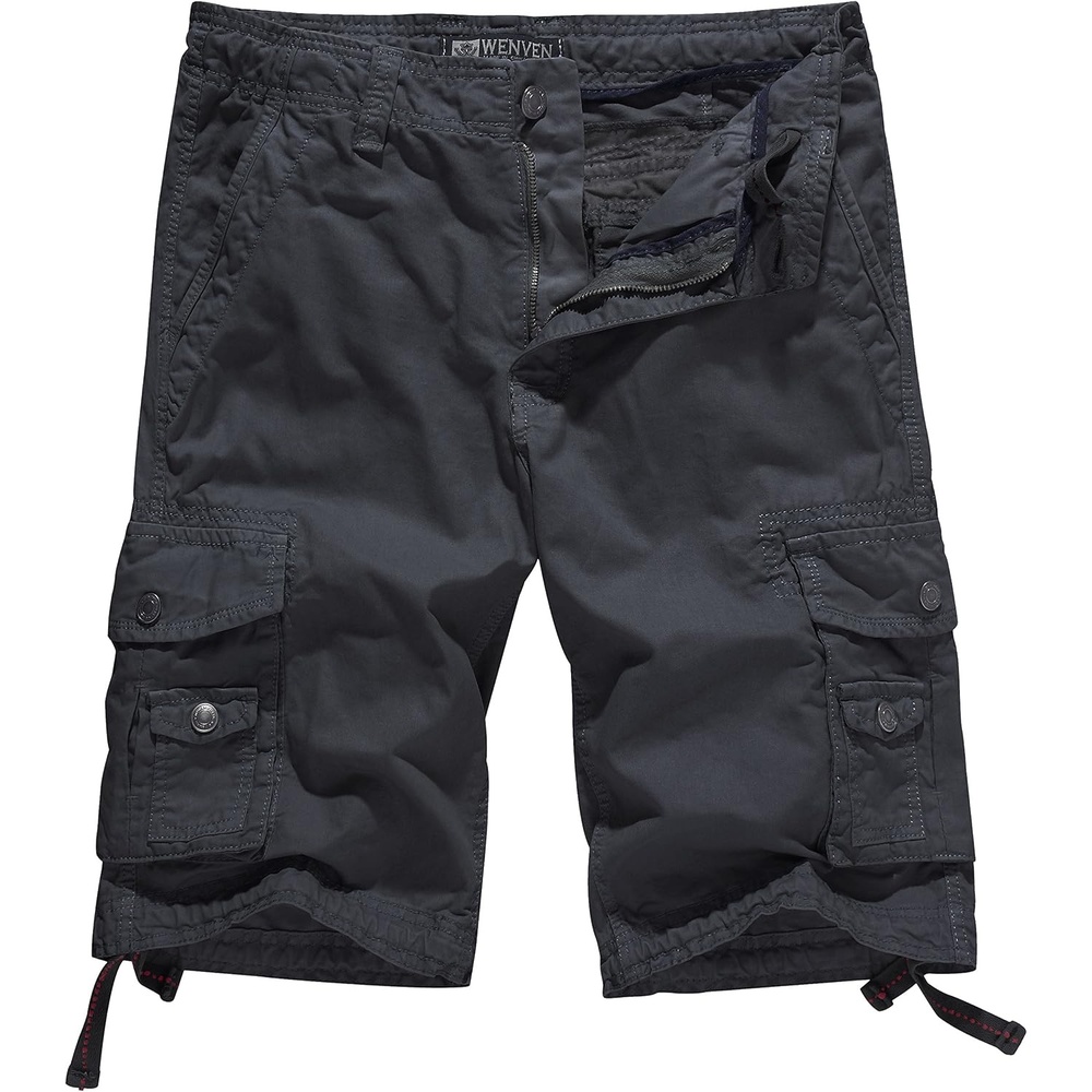 image:imageWenVen Mens Cotton Twill Cargo Shorts Classic Relaxed Fit Reg and Big amp Tall SizesCharcoal