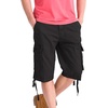 WenVen Men’s Cotton Twill Cargo Shorts Classic Relaxed Fit | Reg and Big & Tall Sizes(Black)