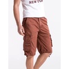 WenVen Men’s Cotton Twill Cargo Shorts Classic Relaxed Fit | Reg and Big & Tall Sizes(Brick Red)