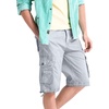 WenVen Men’s Cotton Twill Cargo Shorts Classic Relaxed Fit | Reg and Big & Tall Sizes(Light Grey)