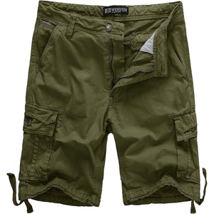 WenVen Men’s Cotton Twill Cargo Shorts Classic Relaxed Fit | Reg and Big & Tall Sizes(Military Green)