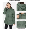 WenVen Women’s Cotton Military Jacket Lightweight Casual Anorak Coat | Spring & Fall Outerwear with Removable Hood(Green)