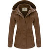 WenVen Women’s Cotton Military Jacket Lightweight Casual Anorak Coat | Spring & Fall Outerwear with Removable Hood(Coffee)