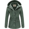 WenVen Women’s Cotton Military Jacket Lightweight Casual Anorak Coat | Spring & Fall Outerwear with Removable Hood(Green)