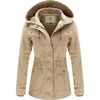 WenVen Women’s Cotton Military Jacket Lightweight Casual Anorak Coat | Spring & Fall Outerwear with Removable Hood(Khaki)