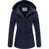WenVen Women’s Cotton Military Jacket Lightweight Casual Anorak Coat | Spring & Fall Outerwear with Removable Hood(Navy)