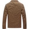 WenVen Men’s Casual Canvas Cotton Military Lapel Jacket | Spring-Fall Utility Workwear Coat Regular Big Tall Sizes(Khaki)