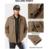 WenVen Men’s Casual Canvas Cotton Military Lapel Jacket | Spring-Fall Utility Workwear Coat Regular Big Tall Sizes(Khaki)