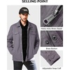 WenVen Men’s Casual Canvas Cotton Military Lapel Jacket | Spring-Fall Utility Workwear Coat Regular Big Tall Sizes(Light Grey)
