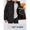 WenVen Men’s Hooded Warm Coat Winter Parka Jacket | Fleece Lined Puffer Outerwear(Black)