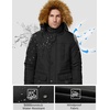 WenVen Men’s Hooded Warm Coat Winter Parka Jacket | Fleece Lined Puffer Outerwear(Black)