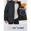 WenVen Men’s Hooded Warm Coat Winter Parka Jacket | Fleece Lined Puffer Outerwear(Navy)