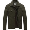 WenVen Men’s Casual Canvas Cotton Military Lapel Jacket | Spring-Fall Utility Workwear Coat Regular Big Tall Sizes(Army Green)