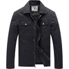 image:imageWenVen Mens Casual Canvas Cotton Military Lapel Jacket  SpringFall Utility Workwear Coat Regular Big Tall SizesGrey