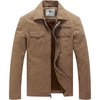 WenVen Men’s Casual Canvas Cotton Military Lapel Jacket | Spring-Fall Utility Workwear Coat Regular Big Tall Sizes(Khaki)