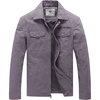 WenVen Men’s Casual Canvas Cotton Military Lapel Jacket | Spring-Fall Utility Workwear Coat Regular Big Tall Sizes(Light Grey)