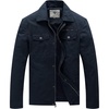 WenVen Men’s Casual Canvas Cotton Military Lapel Jacket | Spring-Fall Utility Workwear Coat Regular Big Tall Sizes(Navy)