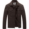 WenVen Men’s Casual Canvas Cotton Military Lapel Jacket | Spring-Fall Utility Workwear Coat Regular Big Tall Sizes(Tobacco)