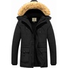 WenVen Men’s Hooded Warm Coat Winter Parka Jacket | Fleece Lined Puffer Outerwear(Black)