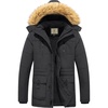 WenVen Men’s Hooded Warm Coat Winter Parka Jacket | Fleece Lined Puffer Outerwear(Charcoal)
