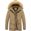 WenVen Men’s Hooded Warm Coat Winter Parka Jacket | Fleece Lined Puffer Outerwear(Khaki)