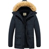 WenVen Men’s Hooded Warm Coat Winter Parka Jacket | Fleece Lined Puffer Outerwear(Navy)