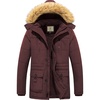 WenVen Men’s Hooded Warm Coat Winter Parka Jacket | Fleece Lined Puffer Outerwear(Red)