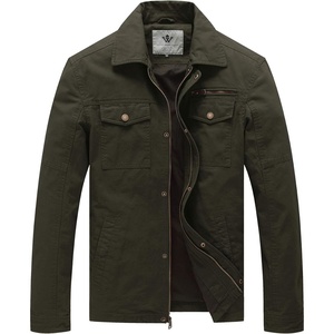 WenVen Men’s Casual Canvas Cotton Military Lapel Jacket | Spring-Fall Utility Workwear Coat Regular Big Tall Sizes(Army Green)