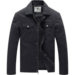 WenVen Men’s Casual Canvas Cotton Military Lapel Jacket | Spring-Fall Utility Workwear Coat Regular Big Tall Sizes(Grey)