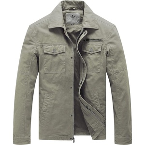 WenVen Men’s Casual Canvas Cotton Military Lapel Jacket | Spring-Fall Utility Workwear Coat Regular Big Tall Sizes(Light Olive)